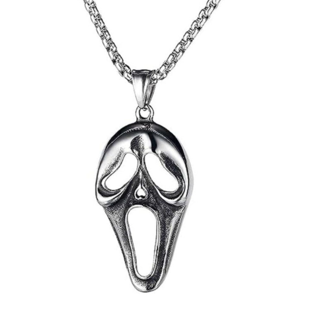 Silver Ghost Face Necklace